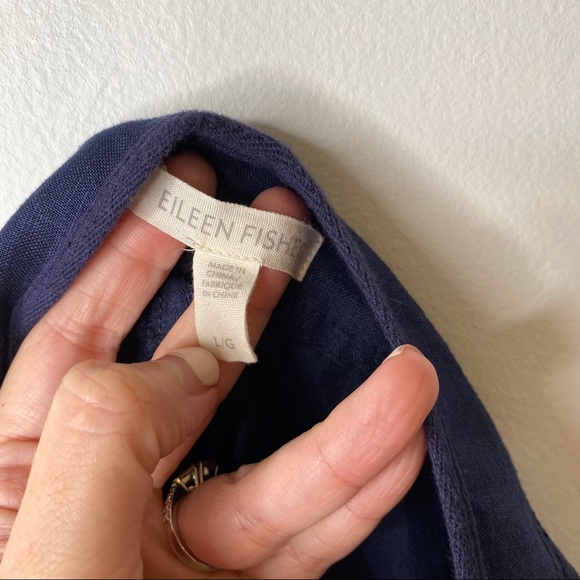 Eileen Fisher Organic Linen Cargo Cropped Jogger Blue Pants Large - Picture 7 of 8